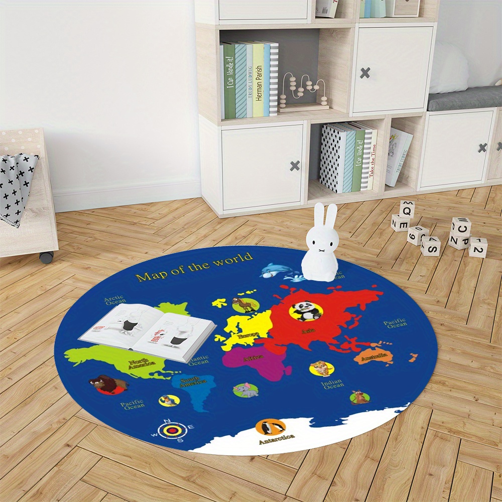 سجادة دائرية بتصميم خريطة العا - مراجعة Kids Education World وسعره