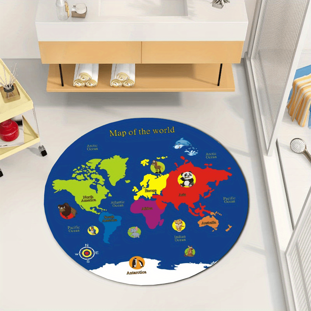 سجادة دائرية بتصميم خريطة العا - مراجعة Kids Education World وسعره