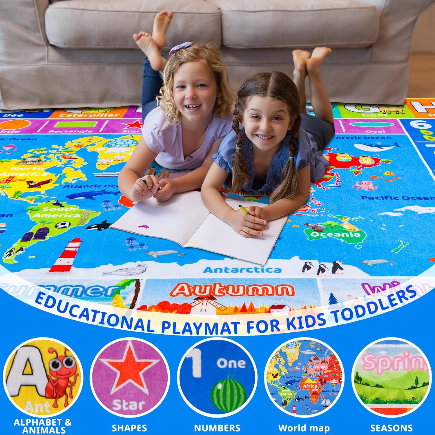 سجادة لعب للأطفال بتصميم كرتون - مراجعة Kids Education World وسعره