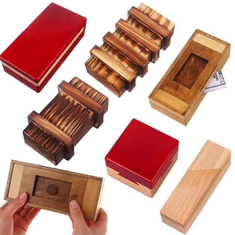 صندوق ألغاز خشبي مع حجرة سرية  - مراجعة Brain Teaser Cube وسعره